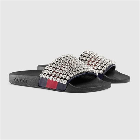 gucci crystal.slides.womens size.10